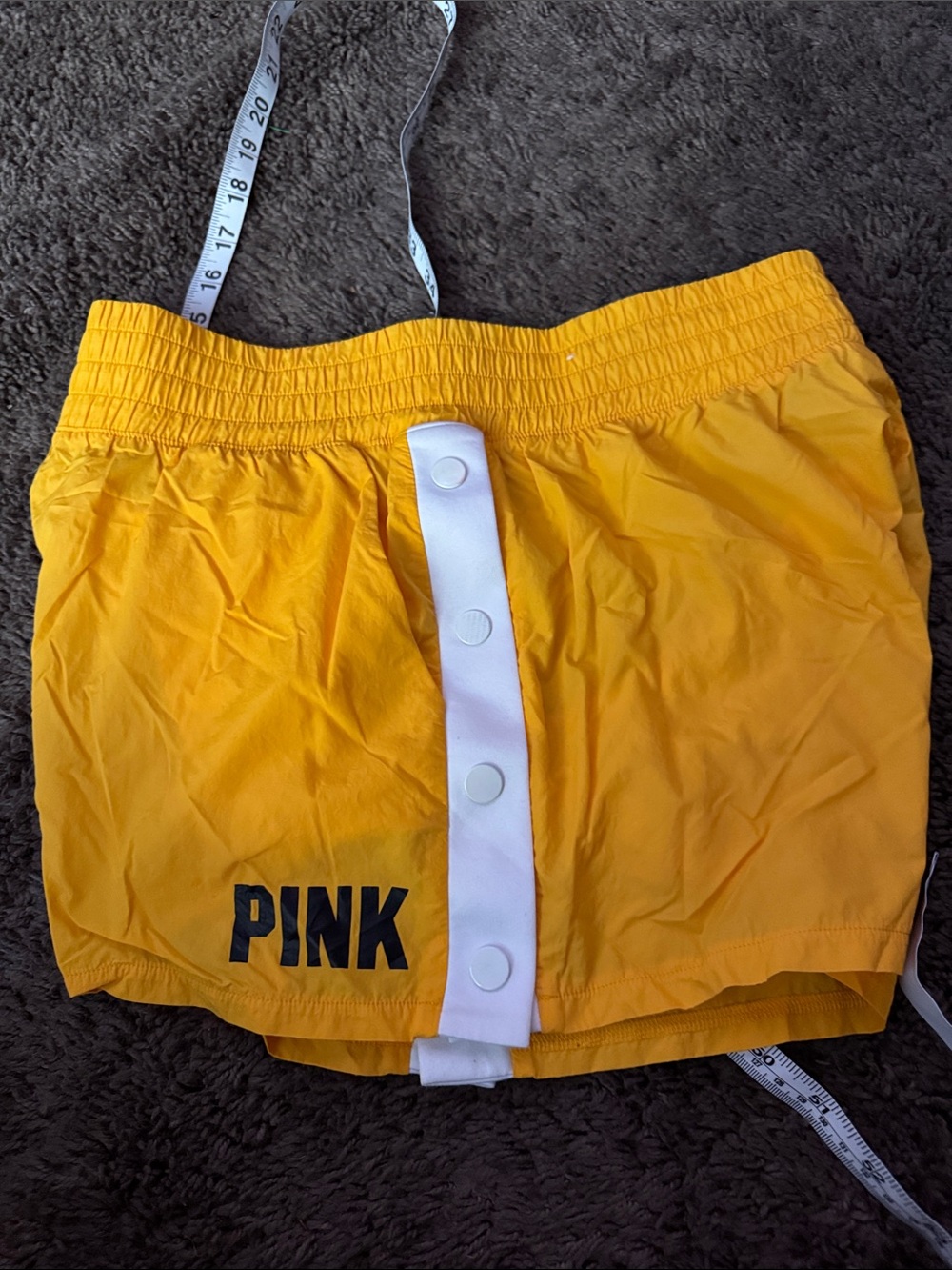 ☀️🥎🛝🛹PINK Yellow Athletic Snap-Trim Shorts - Picture 4 of 6